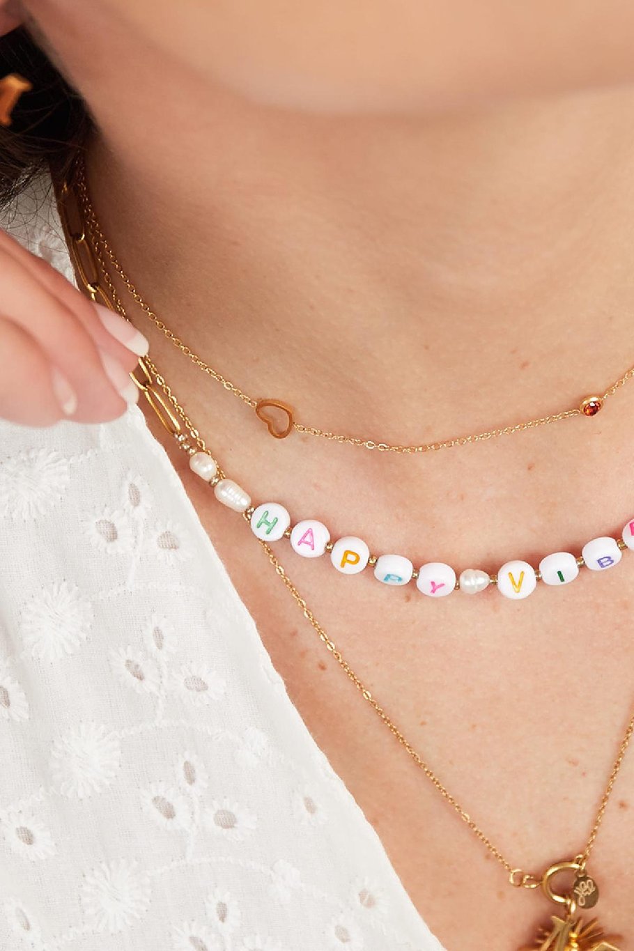 Birthstone necklace January Gold Color Red Stainless Steel Picture4